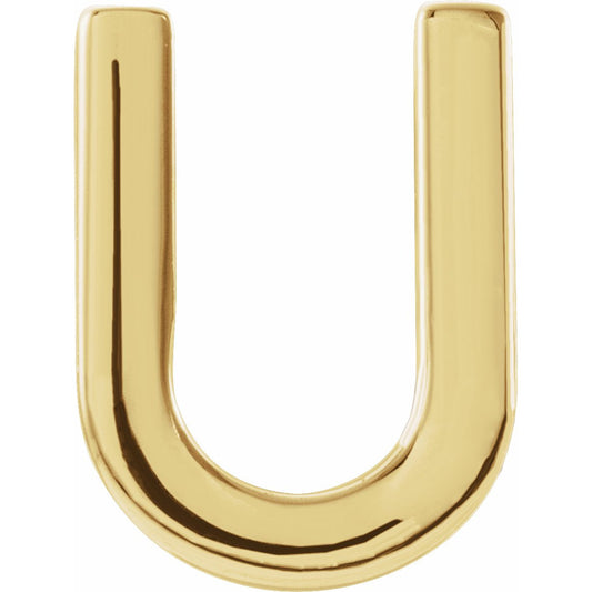 14K Yellow Single Initial U Earring