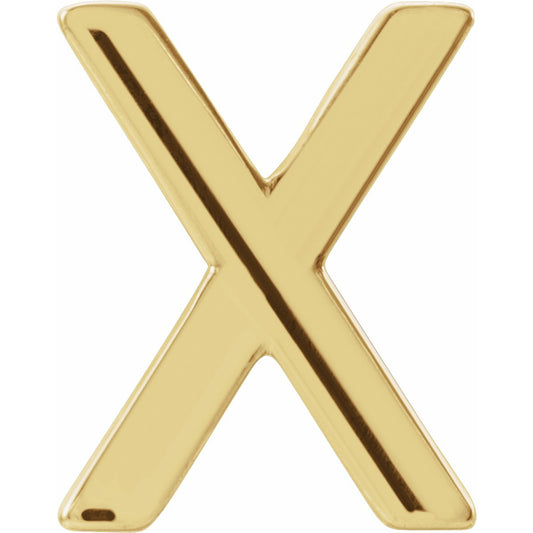 14K Yellow Single Initial X Earring