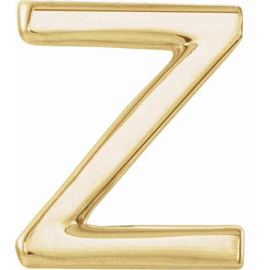 14K Yellow Single Initial Z Earring