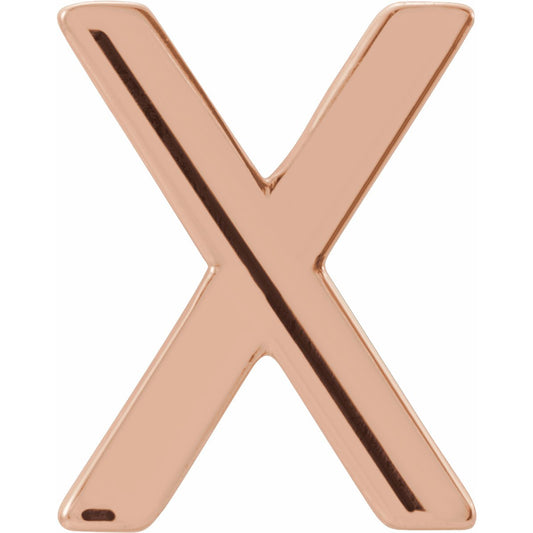 14K Rose Single Initial X Earring