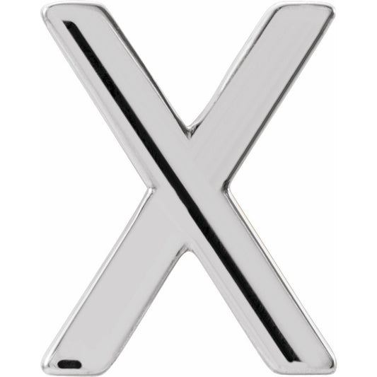 14K White Single Initial X Earring