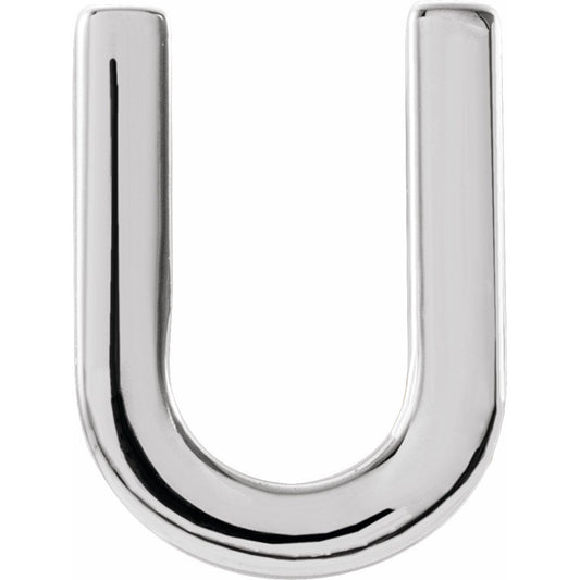 14K White Single Initial U Earring