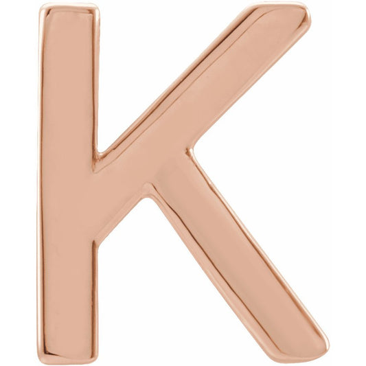 14K Rose Single Initial K Earring