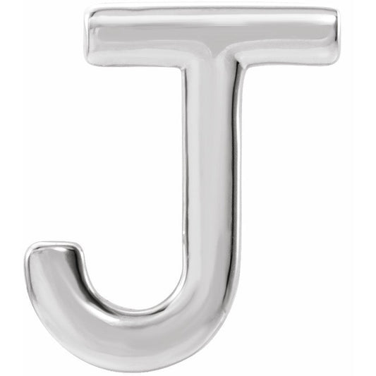 14K White Single Initial J Earring
