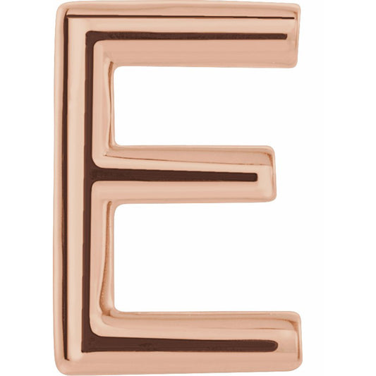 14K Rose Single Initial E Earring
