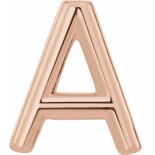 14K Rose Single Initial A Earring