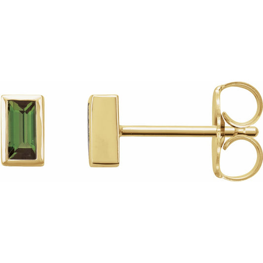 14K Yellow Green Tourmaline Bezel-Set Earrings