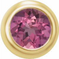 14K Yellow 2 mm Round Pink Tourmaline Single Micro Stud Earring