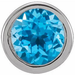 14K White 2.5 mm Round Swiss Blue Topaz Single Micro Stud Earring
