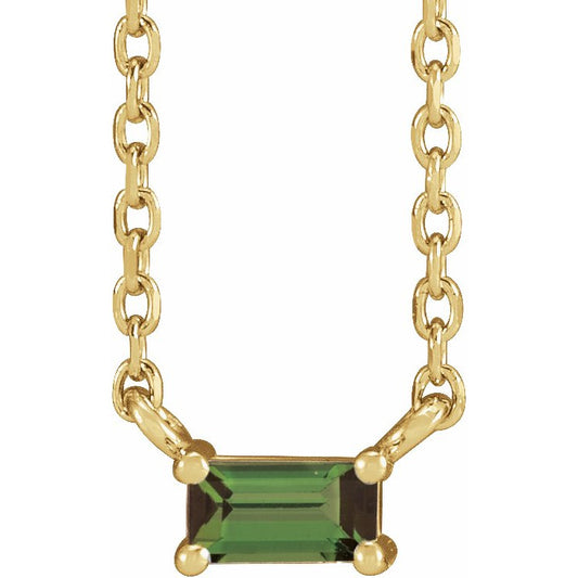 14K Yellow Green Tourmaline Solitaire 18 Necklace