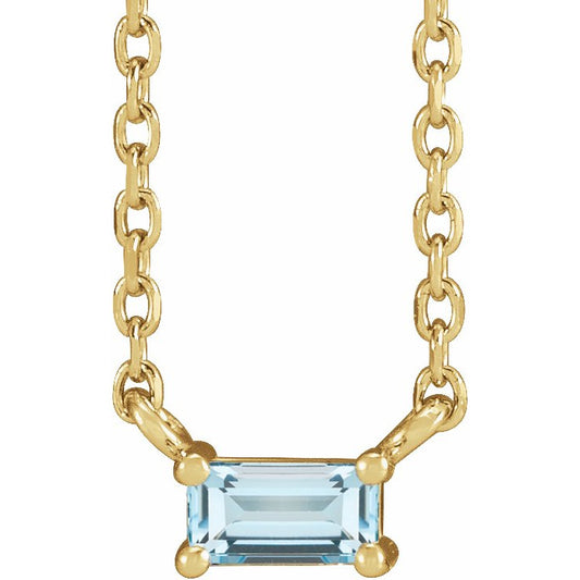 14K Yellow Sky Blue Topaz Solitaire 18 Necklace