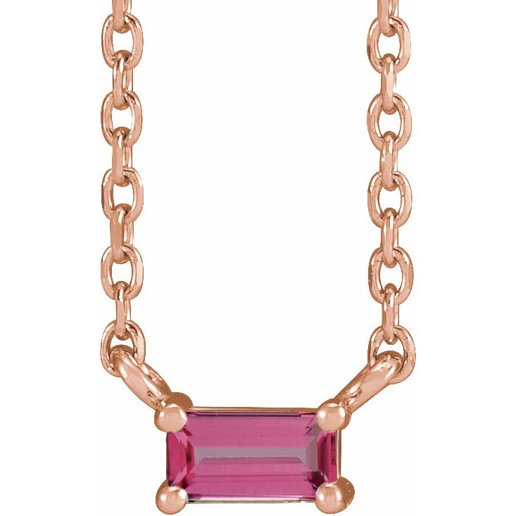 14K Rose Pink Tourmaline Solitaire 18 Necklace