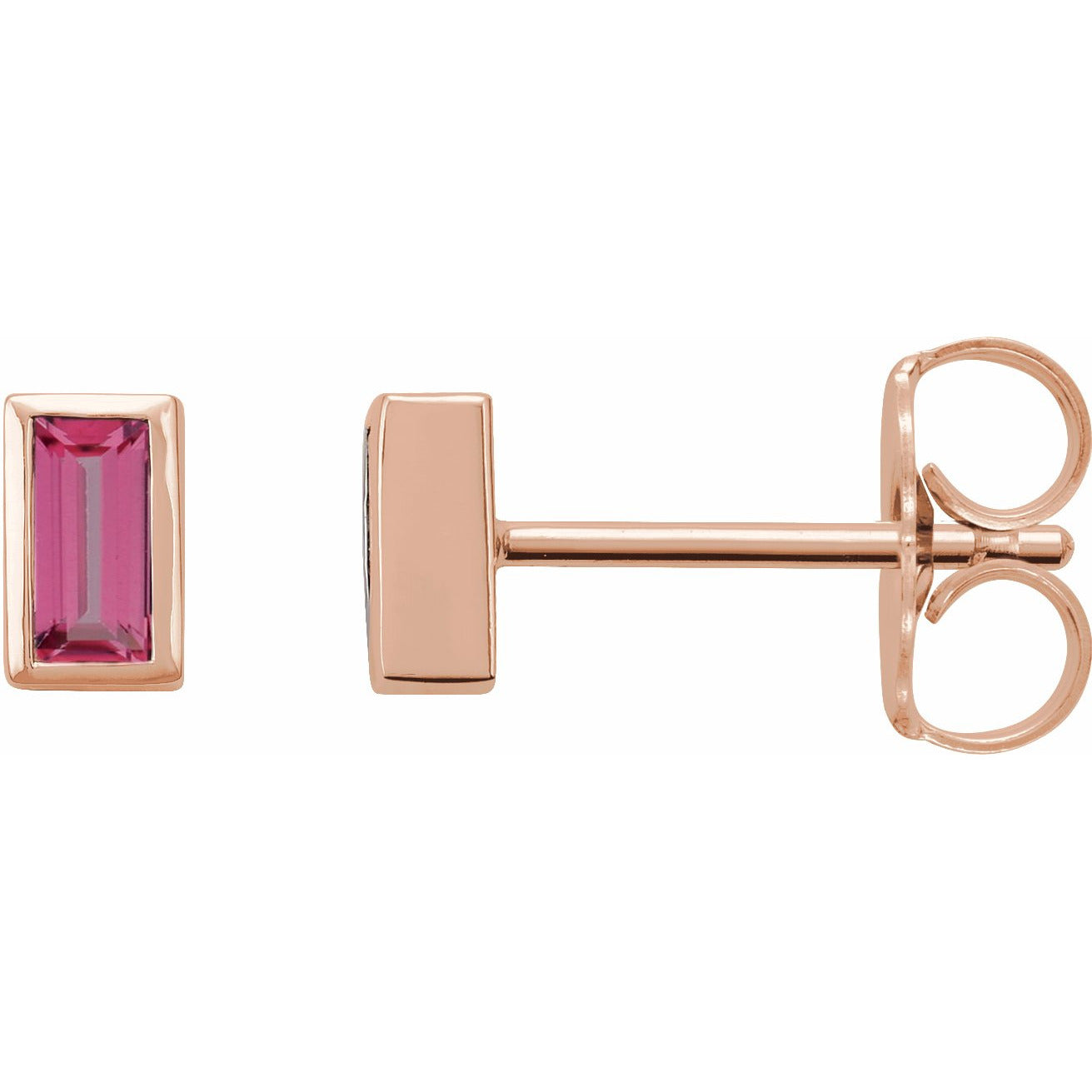 14K Rose Pink Tourmaline Bezel-Set Earrings