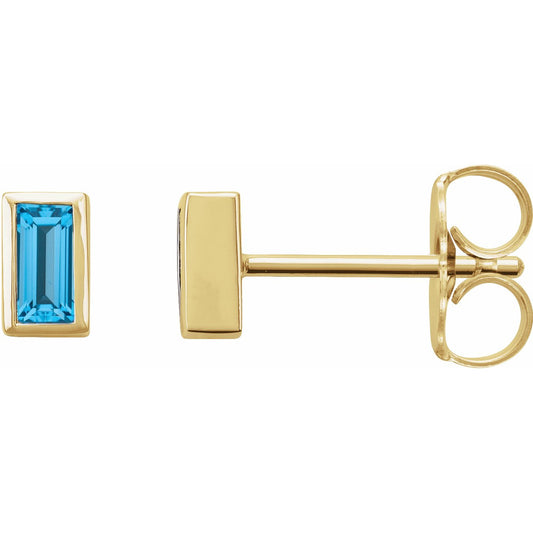 14K Yellow Swiss Blue Topaz Bezel-Set Earrings