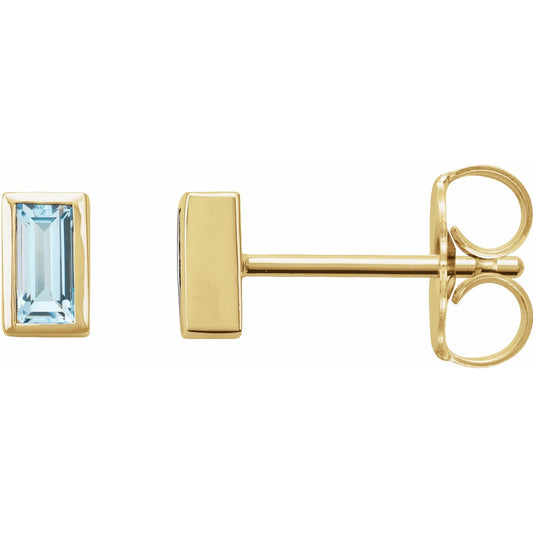 14K Yellow Sky Blue Topaz Bezel-Set Earrings