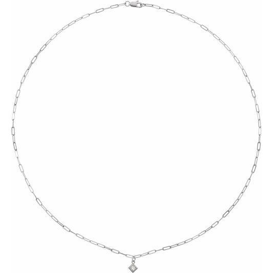 14K White 1/6 CT Diamond Micro Bezel-Set 18 Necklace