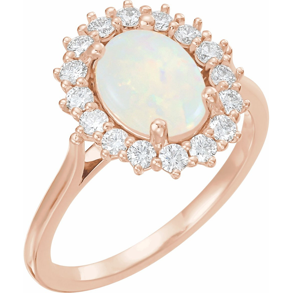 14K Rose Opal & 1/2 CTW Diamond Ring