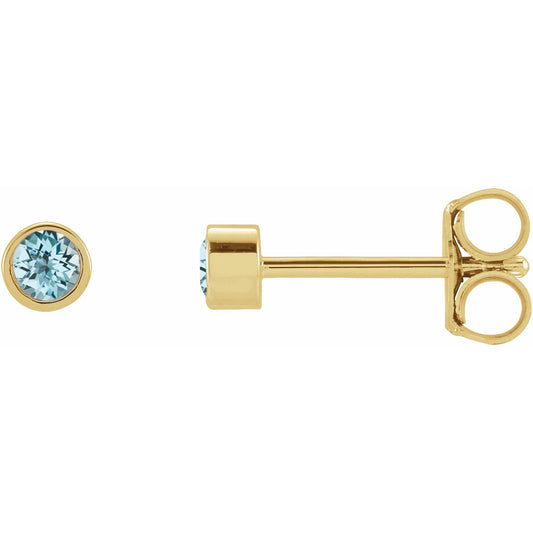 14K Yellow 2.5 mm Round Sky Blue Topaz Micro Stud Earrings