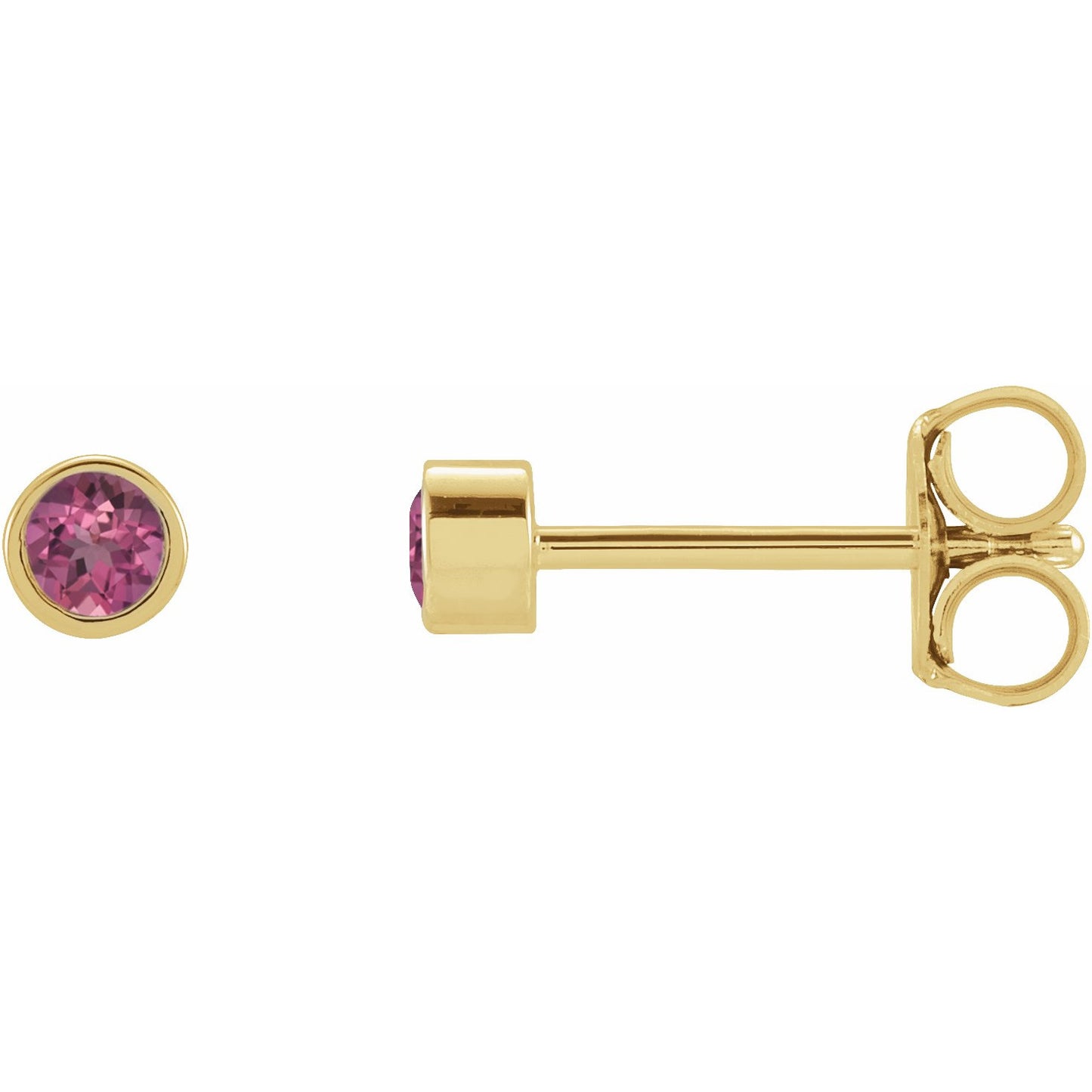 14K Yellow 2.5 mm Round Pink Tourmaline Micro Stud Earrings