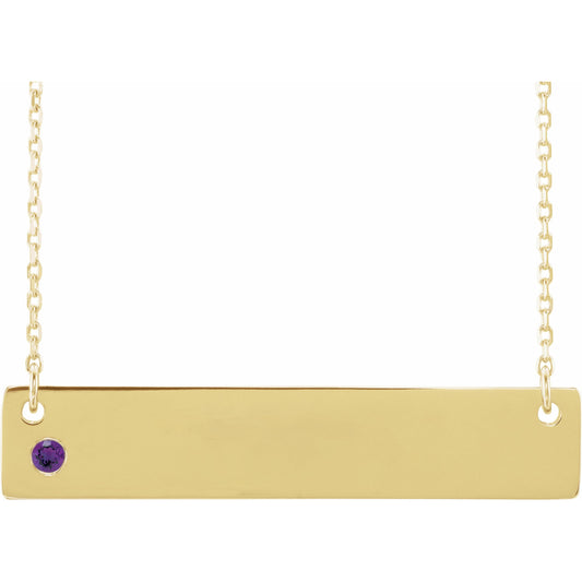 14K Yellow Amethyst Family Bar 16-18 Necklace