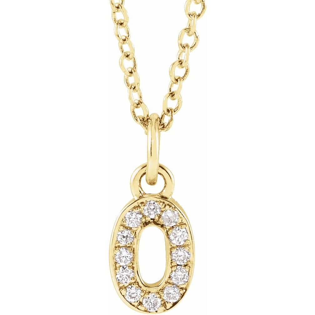 14K Yellow .04 CTW Diamond Numeral 0 16-18 Necklace