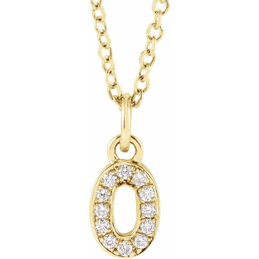 14K Yellow .04 CTW Diamond Numeral 0 16-18 Necklace