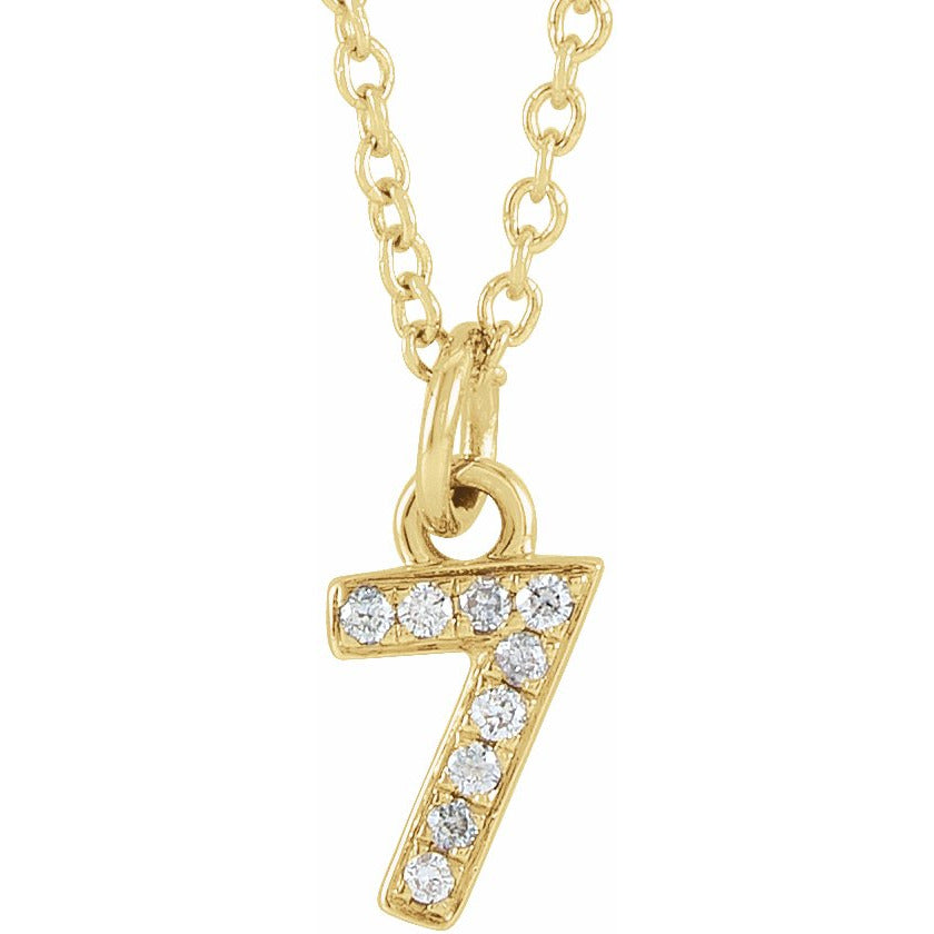 14K Yellow .03 CTW Diamond Numeral 7 16-18 Necklace