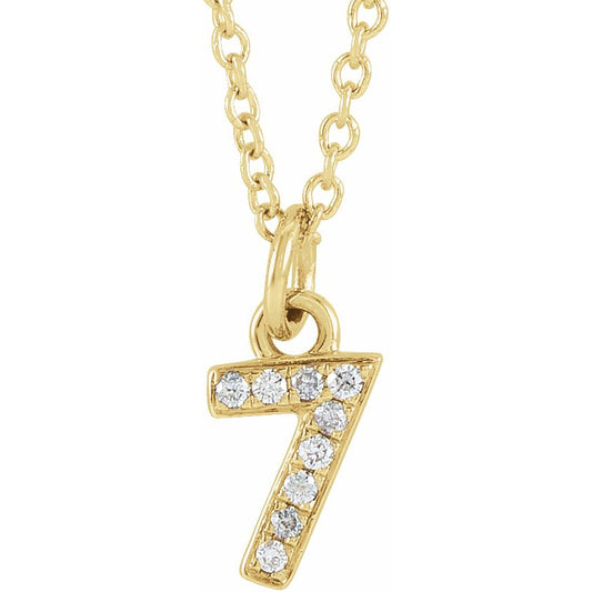 14K Yellow .03 CTW Diamond Numeral 7 16-18 Necklace