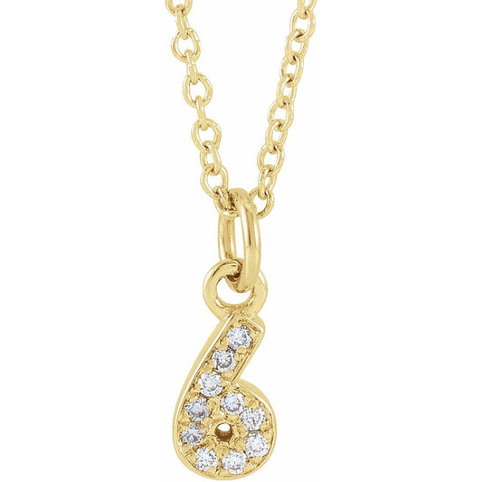 14K Yellow .04 CTW Diamond Numeral 6 16-18 Necklace