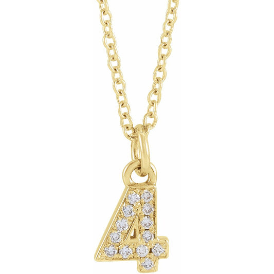 14K Yellow .03 CTW Diamond Numeral 4 16-18 Necklace