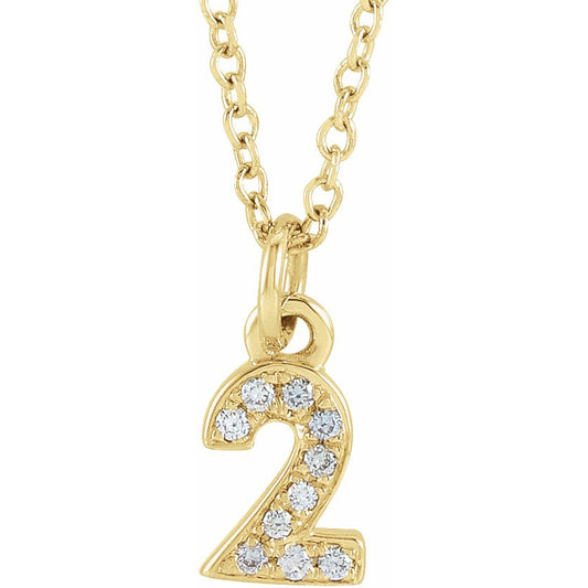 14K Yellow .03 CTW Diamond Numeral 2 16-18 Necklace