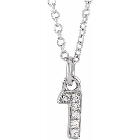 14K White .02 CTW Diamond Numeral 1 16-18 Necklace