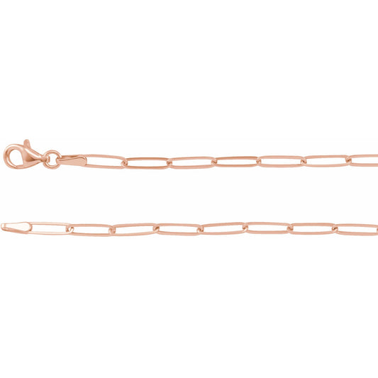 14K Rose 2.6 mm Elongated Link 18 Chain