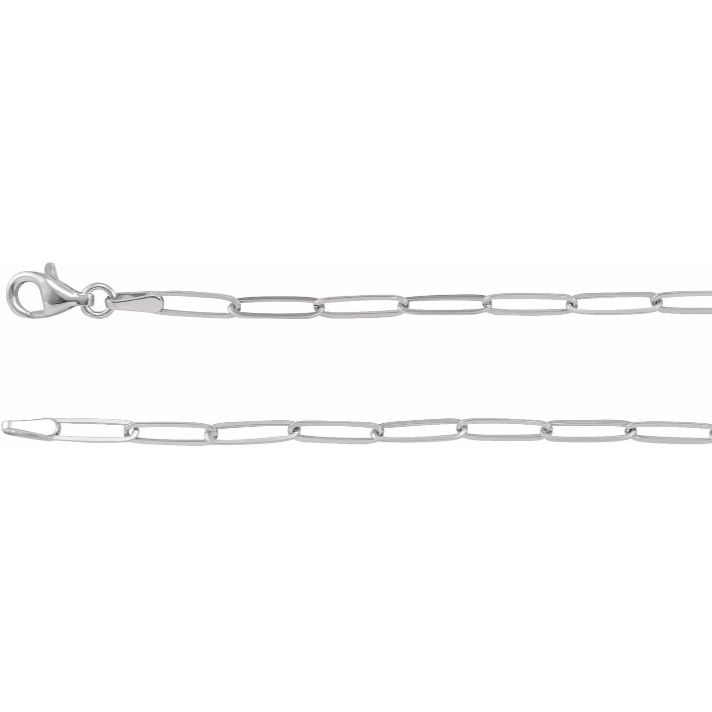14K White 2.6 mm Elongated Link Chain 7 Bracelet