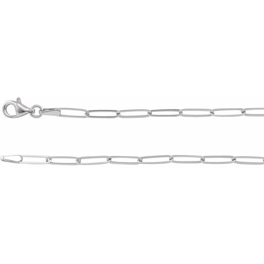 14K White 2.6 mm Elongated Link Chain 7 Bracelet
