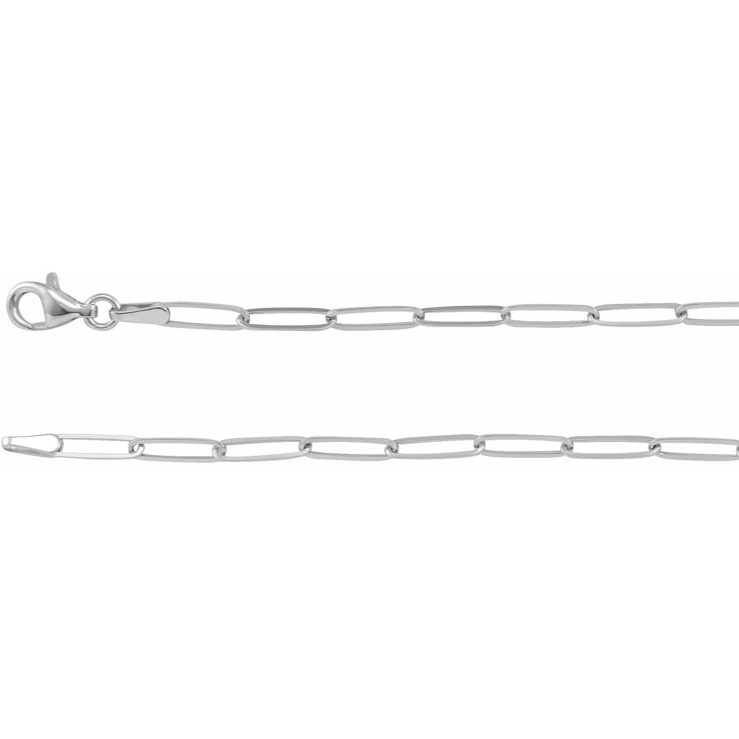 14K White 2.6 mm Elongated Link 20 Chain
