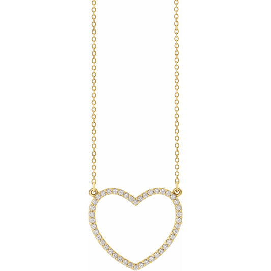14K Yellow 1/4 CTW Diamond Heart 16 Necklace