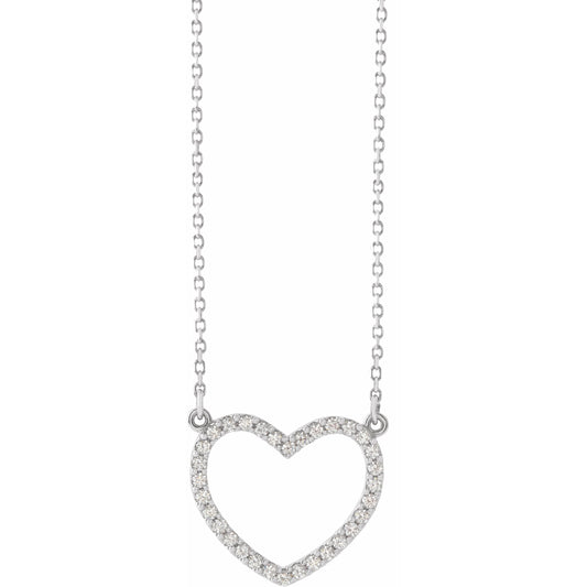14K White 1/5 CTW Diamond Small Heart 16 Necklace