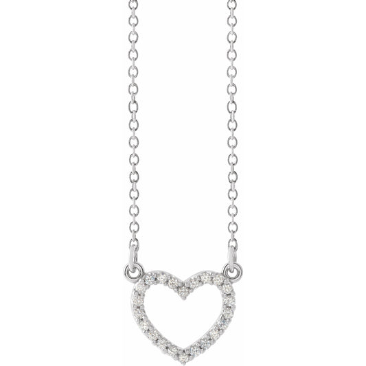 14K White 1/10 CTW Diamond Petite Heart 16 Necklace
