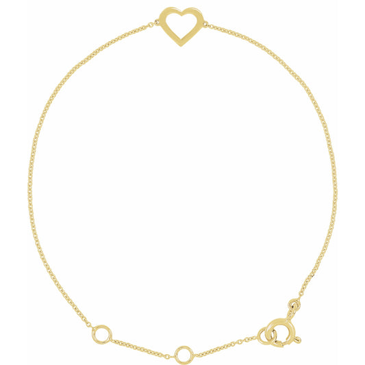 14K Yellow Heart Design 7 Bracelet