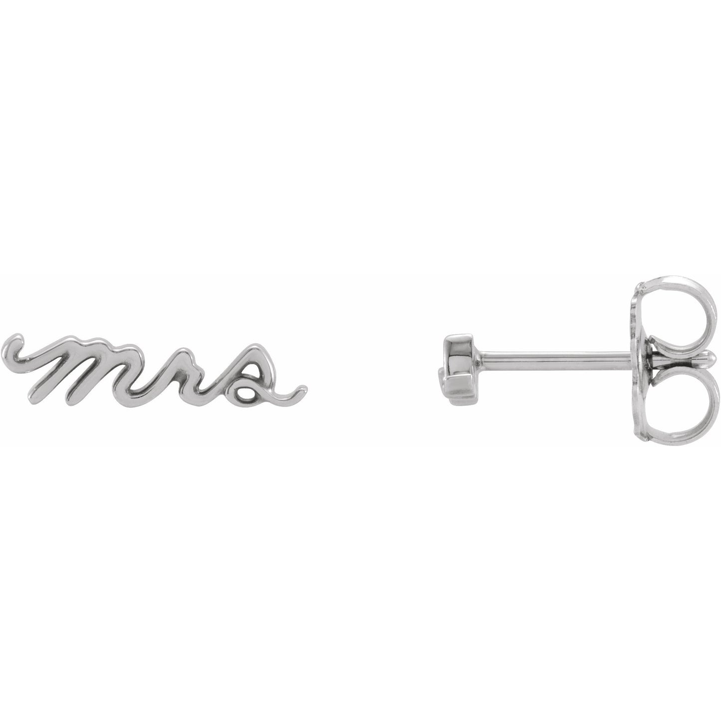 14K White Mrs Earrings