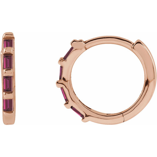 14K Rose  Ruby Huggies