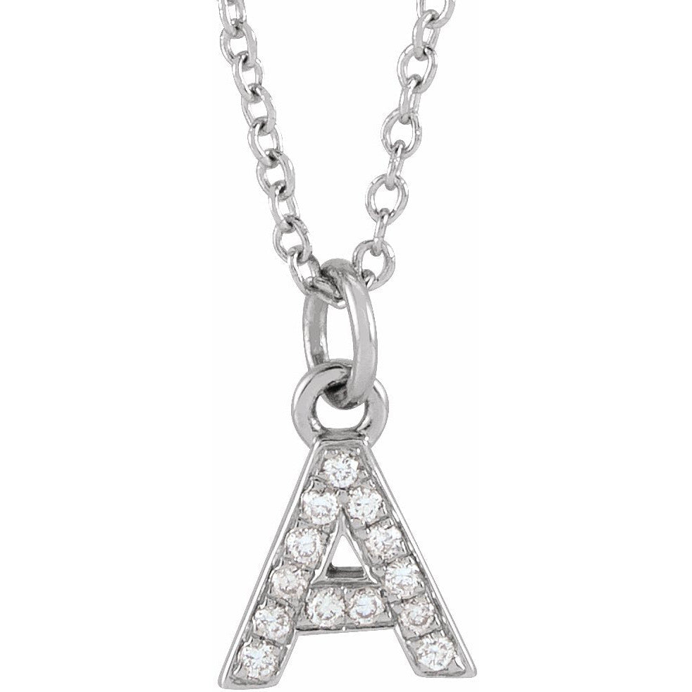 14K White .05 CTW Diamond Petite Initial A 16-18 Necklace