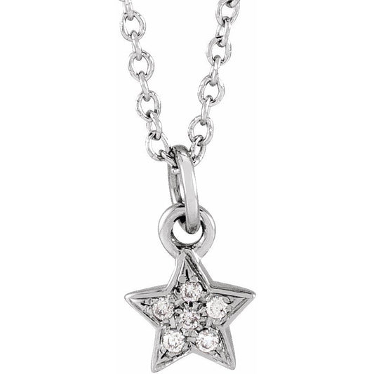 14K White .03 CTW Diamond Youth Petite Star 15 Necklace