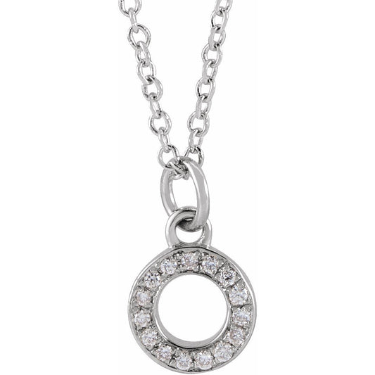 14K White .05 CTW Diamond Petite Initial O 16-18 Necklace