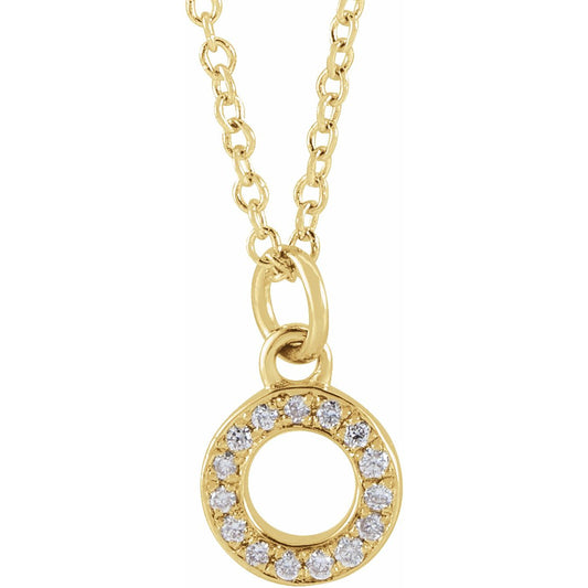 14K Yellow .05 CTW Diamond Petite Initial O 16-18 Necklace