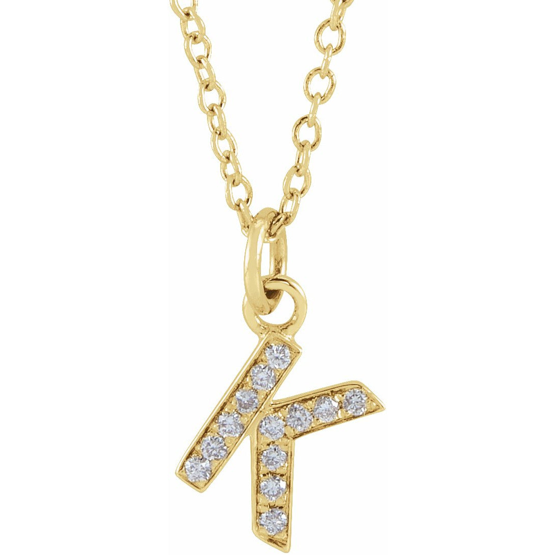14K Yellow .045 CTW Diamond Petite Initial K 16-18 Necklace