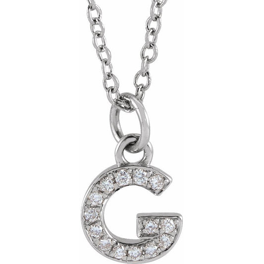 14K White .05 CTW Diamond Petite Initial G 16-18 Necklace