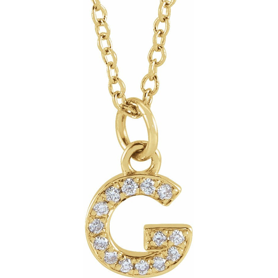 14K Yellow .05 CTW Diamond Petite Initial G 16-18 Necklace
