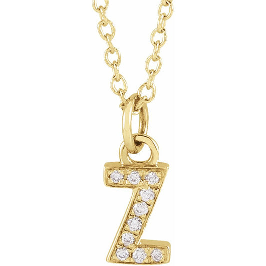 14K Yellow .03 CTW Diamond Petite Initial Z 16-18 Necklace